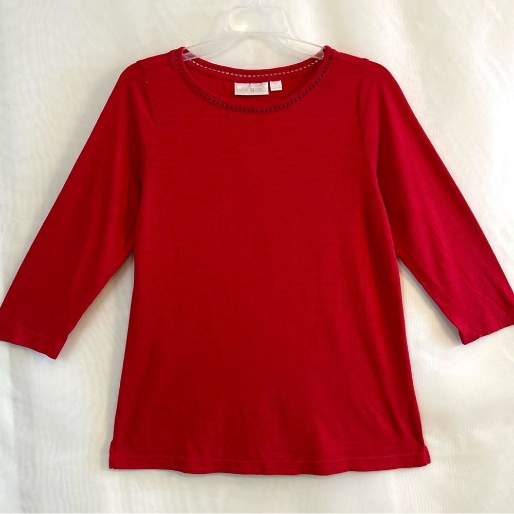 New Belle By Kim Gravel Red 3/4 Sleeve Casual Top / XS